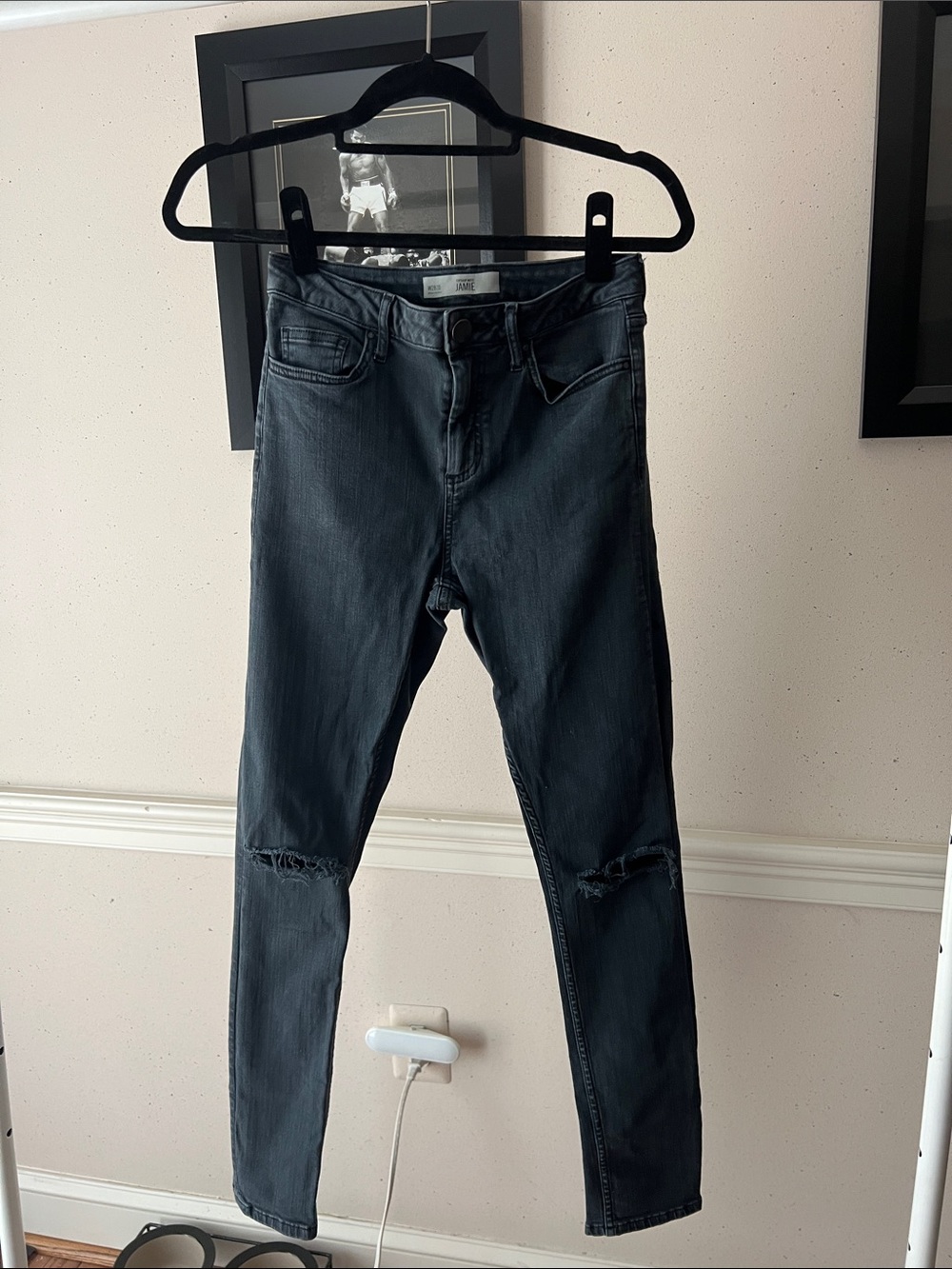 Topshop Jamie Black Washed Skinny Jeans
